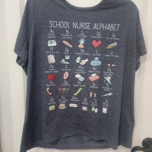 School Nurse Alphabet T-Shirt - New Gildan Softstyle 2XL - Fun Nurse Gift